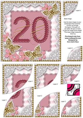 Vintage Plum Butterfly Age 20 6inch Duo Corner Stacker