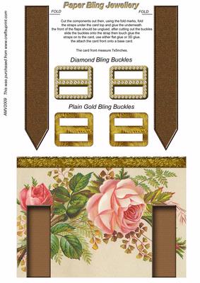 Rose Double Bling Buckle & Leather Straps Card Top