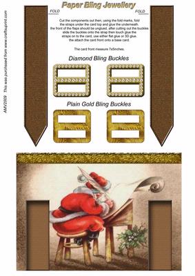 Santas List Double Bling Buckle & Leather Straps Card Front