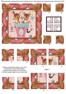 Baby Reindeers Ribbon All 4 Corner Stacker Card Front