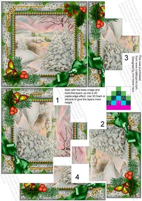 Christmas Stream Holly 5inch Square Bottom Castle Stacker