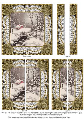 Christmas Snow Scene 5inch Square Straight 2 Side Stacker