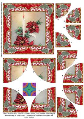Christmas Candle Lace All 4 Rounded Corner Card Front