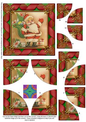 Cute Santa Ribbon All 4 Rounded Corner Card Front