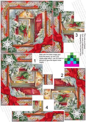 Christmas Welcome Door Snow All 4 Rounded Corner Card Front