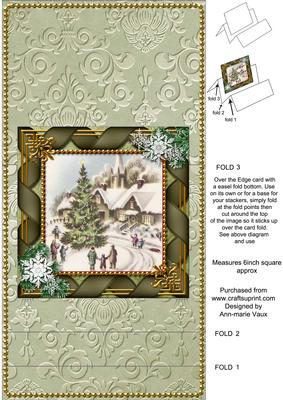 Village Scene Ribbon Easel Over the Edge Card