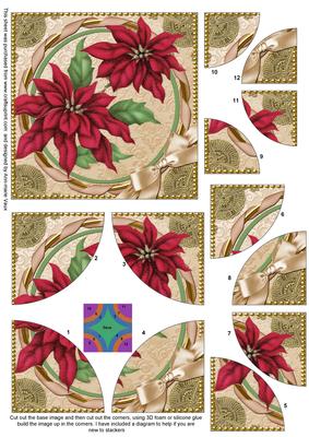 Poinsettia Gold Circle All 4 Rounded Corner Card Front