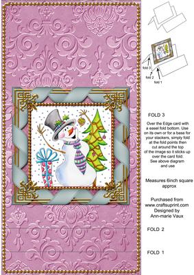 Snowman Presents Easel Over the Edge Card