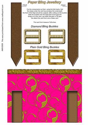 Ornate Cerise Double Bling Buckle & Leather Strap Card Front