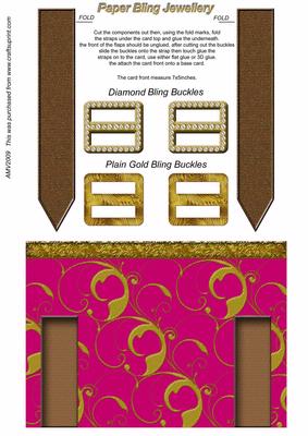 Ornate Dark Cerise Double Bling Buckle & Leather Strap Card Top