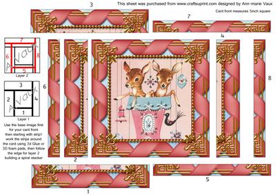 Baby Reindeers Spiral Edge Stacker Card Front