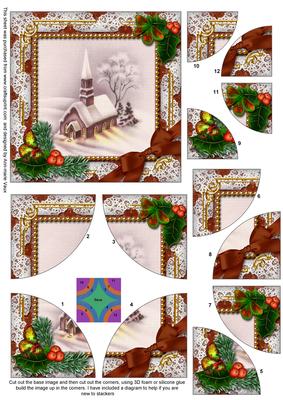 Church Lights on Holly All 4 Rounded Corner Card Front