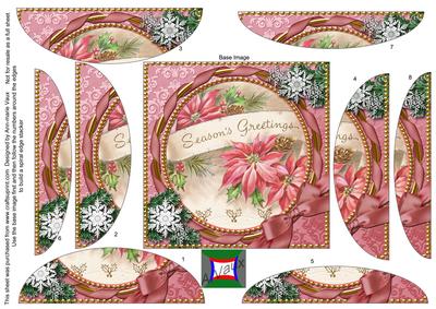 Pink Poinsettia Circle Snow Spiral Rounded Edge Stacker