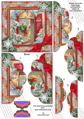 Christmas Door Snow 5in Top N Bottom Round Scallop Stacker