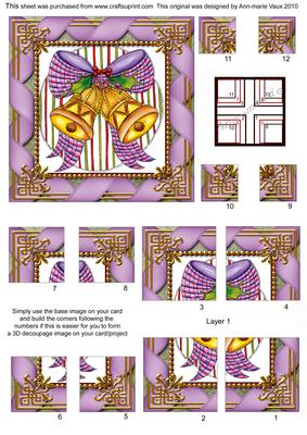Christmas Bells Ribbon All 4 Corner Stacker Card Front