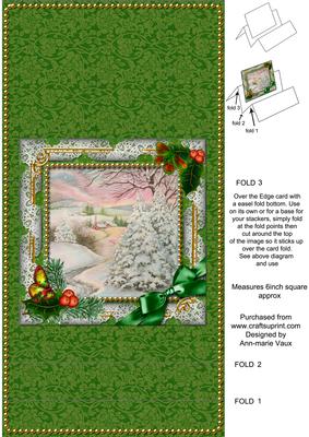Christmas Stream Holly Easel Over the Edge Card