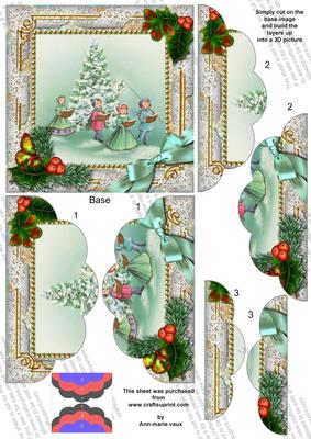 Carol Singers Holly 5in Top N Bottom Round Scallop Stacker