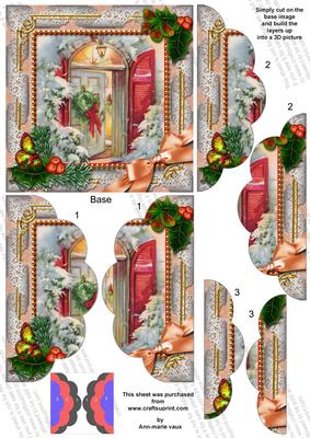 Christmas Door Holly 5in Side by Side Round Scallop Stacker