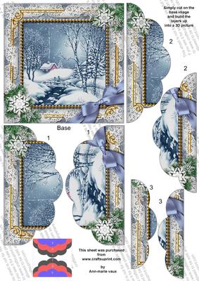 Blue Winter Walk 5in Top N Bottom Round Scallop Stacker