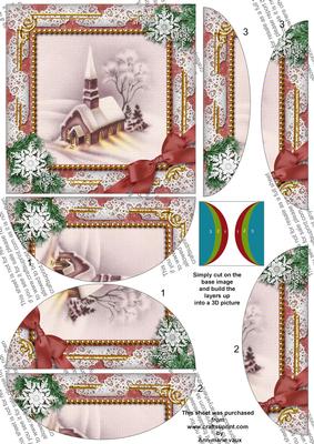 Church Lights on Snow 5inch Side by Side Rounded Stacker