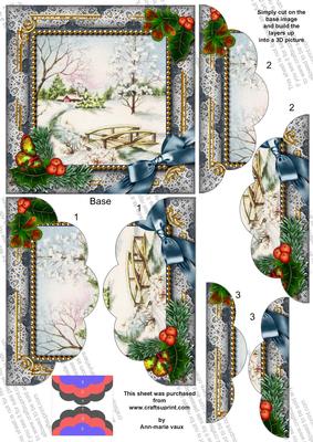 Winter Morning Holly 5in Top N Bottom Round Scallop Stacker