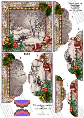Winter Walk Holly 5in Top N Bottom Round Scallop Stacker