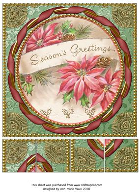 Pink Poinsettia Gold 8inch Picture Sheet