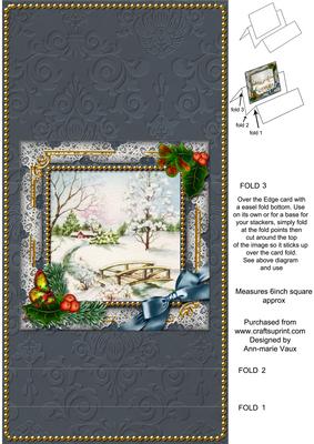 Winter Morning Holly Easel Over the Edge Card