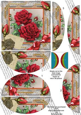 Christmas Roses 5inch Side by Side Rounded Stacker