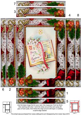 Christmas Book Holly Spiral Edge Stacker 7x5in Card Front