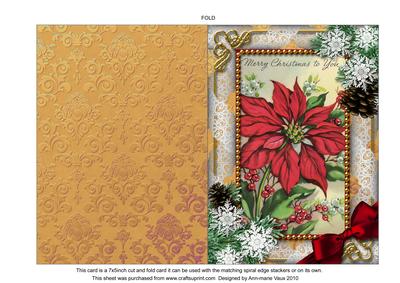 Red Poinsettia Snow 7x5inch Folded Picture Card