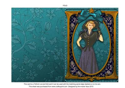 Teal Lady 7x5inch Folded Picture Card
