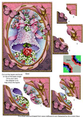 Two Tone Wedding Bells 7x5inch Scalloped Duo Corner Stacker