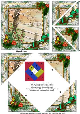 Winter Tale Holly 5inch Triangle Edge Spiral Stacker