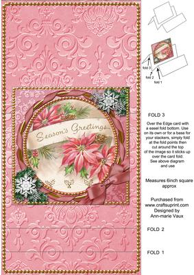 Pink Poinsettia Circle Snow Easel Over the Edge Card