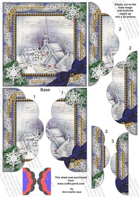 Blue Church Snow 5in Side by Side Round Scallop Stacker