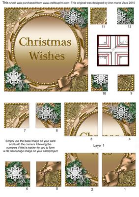 Christmas Wishes Gold All 4 Corner Stacker Card Front