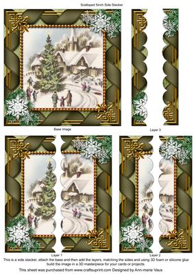 Village Scene 5inch Square Scalloped 2 Side Stacker