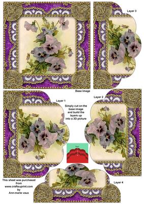 Purple Pansey Gold One Edge Scallop Bottom Stacker