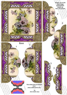 Purple Pansey Gold 5in Top N Bottom Round Scallop Stacker