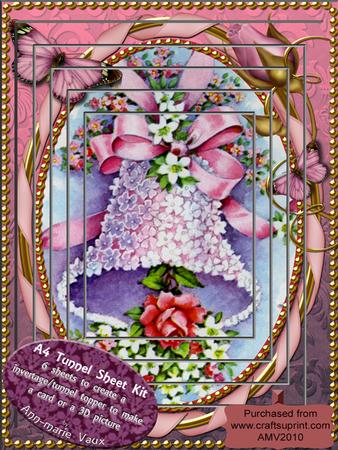 Two Tone Wedding Bells Tunnel Card Topper A4 Kit