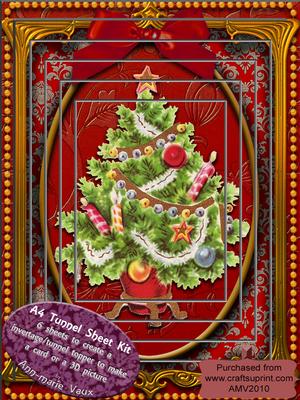Elegant Christmas Tree Tunnel Card Topper A4 Kit