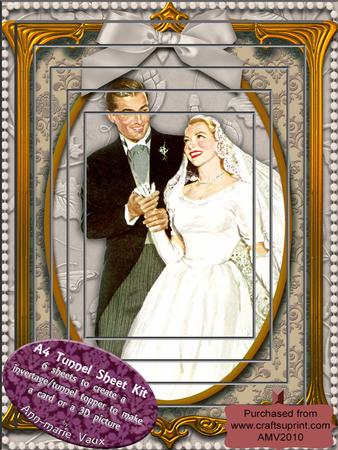 Elegant Wedding Couple Tunnel Card Topper A4 Kit