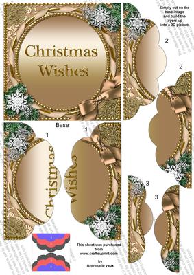 Christmas Wishes Gold 5in Top N Bottom Round Scallop Stacker