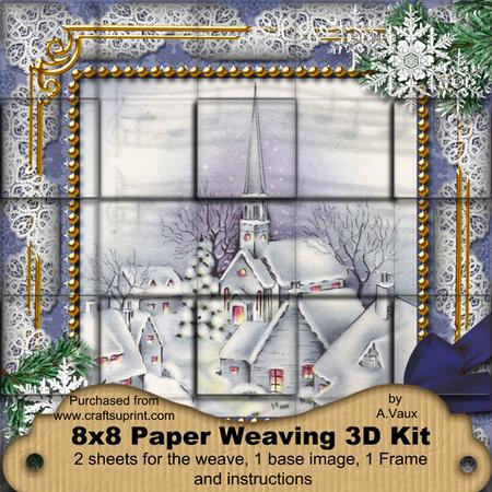 Blue Church Snow 3D Paper Weaving Kit