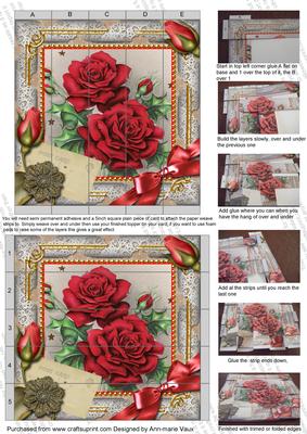 Christmas Roses 5inch 3D Paper Weaving Sheet