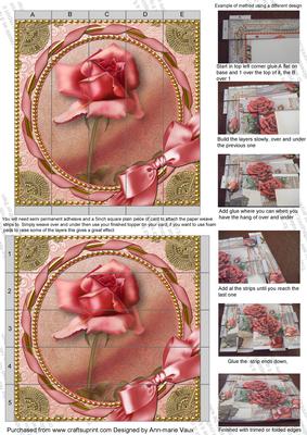 Pink Rose1 in 5inch 3D Paper Weaving Sheet