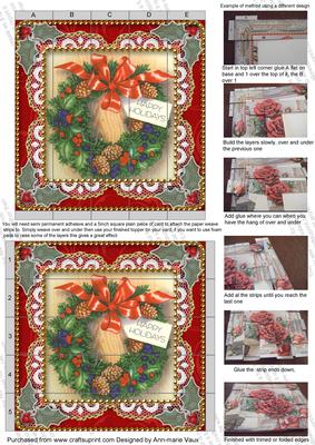 Christmas Wreath 5inch 3D Paper Weaving Sheet