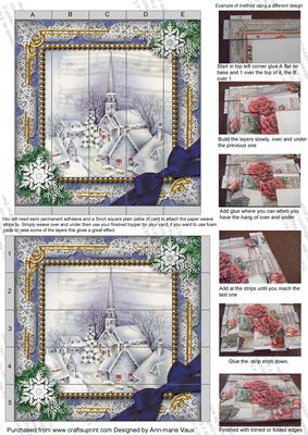 Blue Church Snow 5inch 3D Paper Weaving Sheet