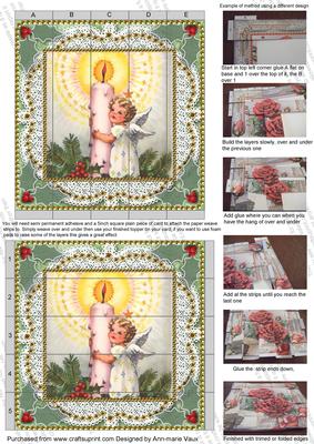 Christmas Candle Angel 1 in 5inch 3D Paper Weaving Sheet